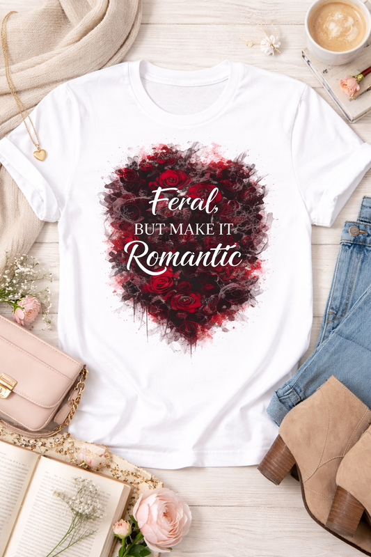 Feral, But Make It Romantic T-Shirt | Dark Romance Graphic Tee